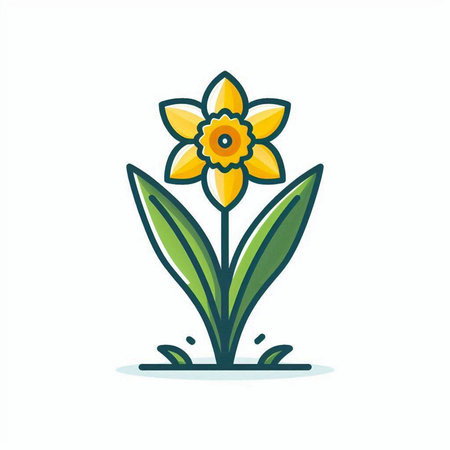 Daffodil flower icon. Vector illustration. Flat design.のイラスト素材