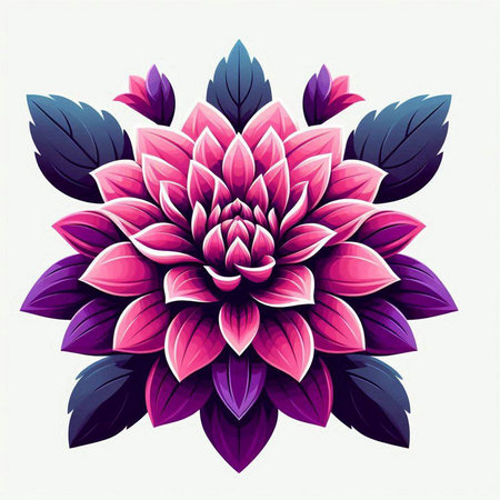 Illustration of a pink dahlia on a white background.のイラスト素材