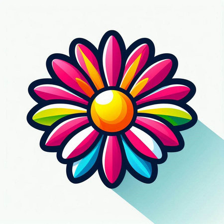 Vector colorful flower icon on white background. Floral design element.のイラスト素材