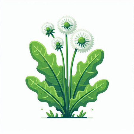 Green dandelion flower isolated on white background. Vector illustration.のイラスト素材