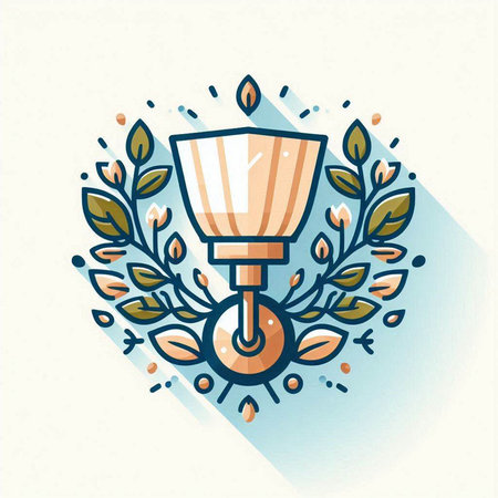 Illustration of a trophy with laurel wreath on a light backgroundのイラスト素材