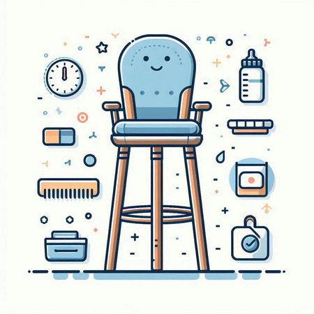 Funny cartoon style chair. Vector illustration in line art style.のイラスト素材