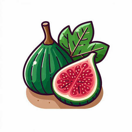 Figs isolated on white background. Vector illustration in cartoon style.のイラスト素材