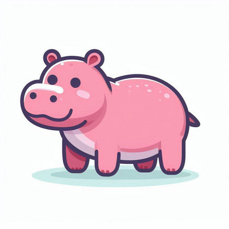 Cute hippo cartoon character. Vector illustration isolated on white background.のイラスト素材
