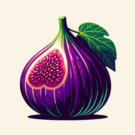 Fruits of figs. Vector illustration of a ripe fig.のイラスト素材