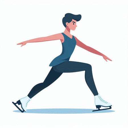 Figure skating. Woman figure skater. Vector illustration in flat styleのイラスト素材