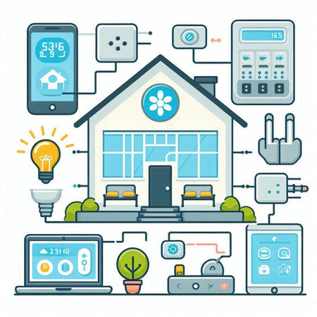 Smart home and internet of things concept. Vector illustration in flat styleのイラスト素材