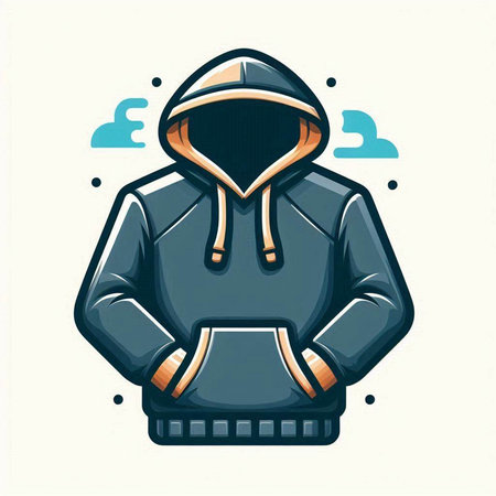 Hooded hooded man with crossed arms. Vector illustration.のイラスト素材
