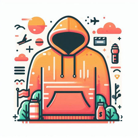Hiking icon in flat line style. Vector illustration for your design.のイラスト素材