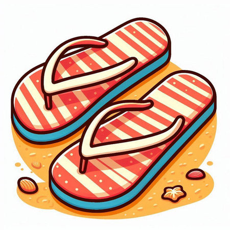 Beach flip flops. Vector illustration. Isolated on white background.のイラスト素材