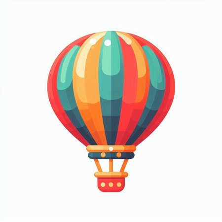 Colorful hot air balloon. Vector illustration in flat cartoon style.のイラスト素材