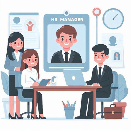 Business people working at office. Vector illustration in a flat style.のイラスト素材
