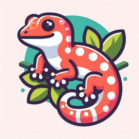 Cute cartoon chameleon. Colorful vector illustration on white background.のイラスト素材
