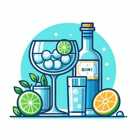 Cocktail bar. Vector illustration in flat line style on white background.のイラスト素材