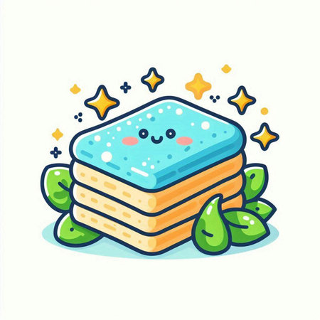 Cute kawaii stack of waffles. Vector illustration.のイラスト素材