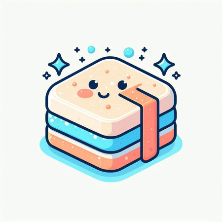 Cute happy sandwich icon. Vector illustration in flat cartoon style.のイラスト素材
