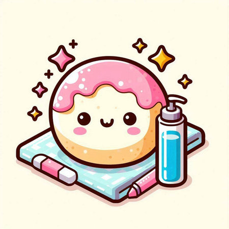 Cute kawaii donut with sprinkles. Vector illustration.のイラスト素材
