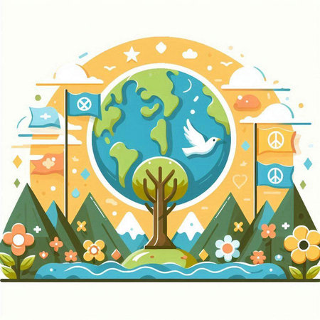 Ecology concept. Earth Day. Vector illustration. World Environment Day.のイラスト素材