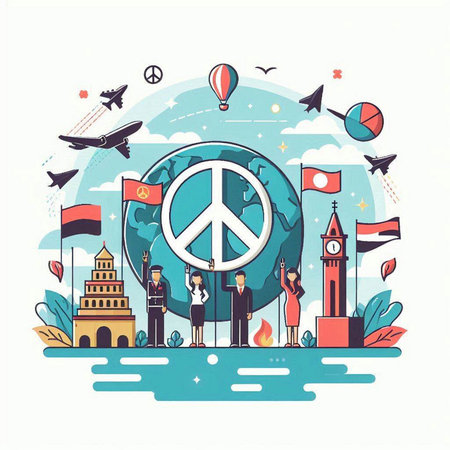 International Day of Peace. Vector illustration in flat design style. World peace day.のイラスト素材