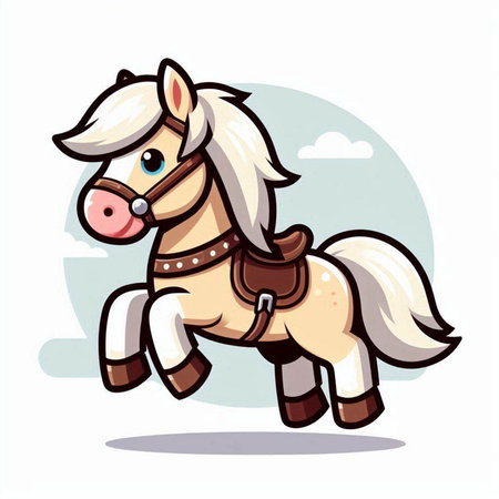 Cute cartoon horse isolated on a white background. Vector illustration.のイラスト素材