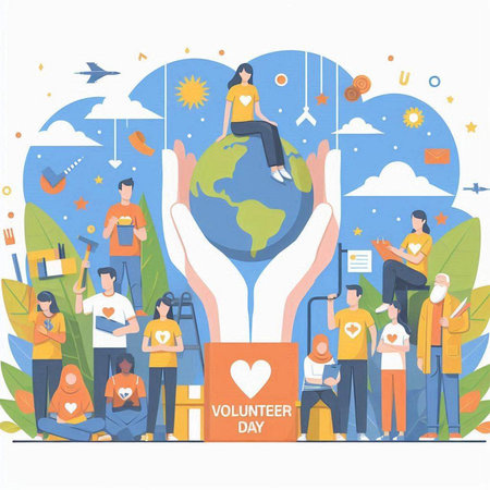World Environment Day concept. People holding Earth in hands. Vector illustrationのイラスト素材