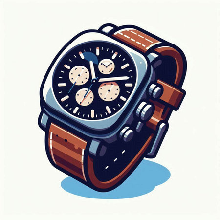 Wristwatch isolated on white background. Vector illustration in cartoon style.のイラスト素材