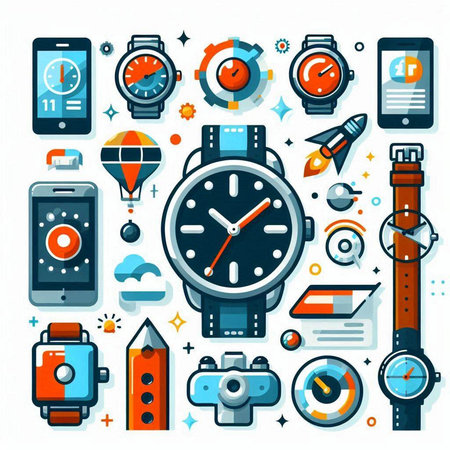 Flat design modern style vector illustration concept of time management and planning.のイラスト素材