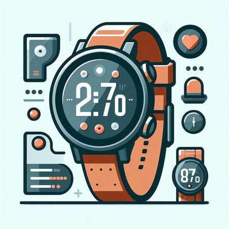Smart watch. Vector illustration in flat linear style. Smartwatch icon.のイラスト素材