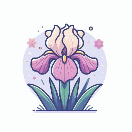 Iris flower. Vector illustration in flat style on white background.のイラスト素材