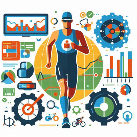 Running man in sportswear. Vector illustration in flat style.のイラスト素材