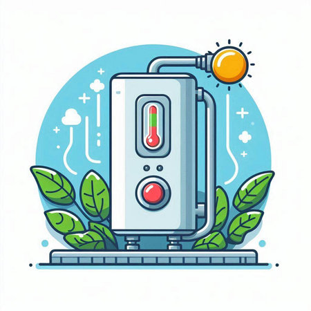 Thermometer and plants. Vector illustration in flat cartoon style.のイラスト素材