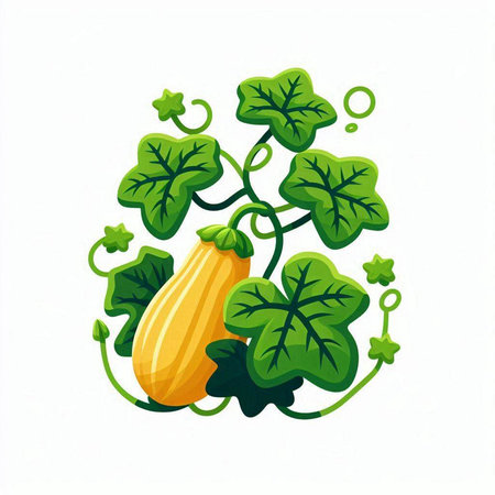 Vector illustration of zucchini with leaves isolated on white background.のイラスト素材