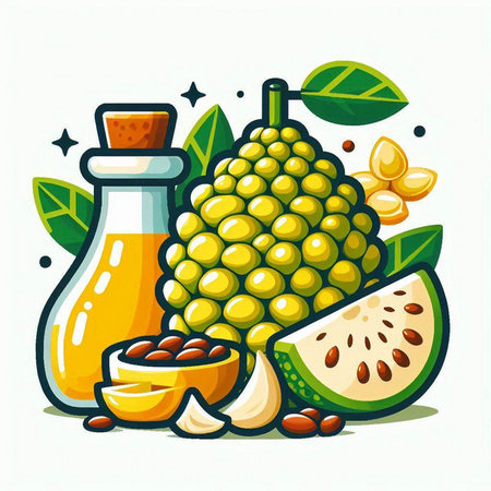 Litchi fruit and jojoba oil. Vector illustration.のイラスト素材