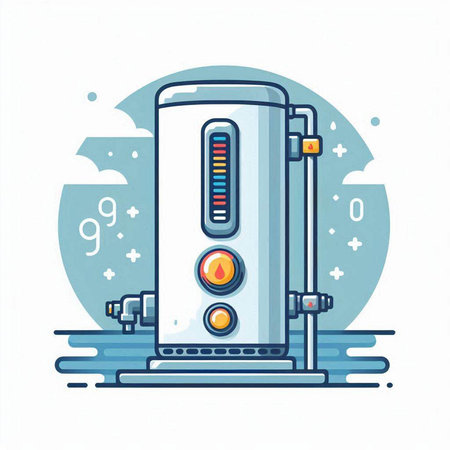 Vector illustration of a gas boiler. Flat style. The concept of heating.のイラスト素材