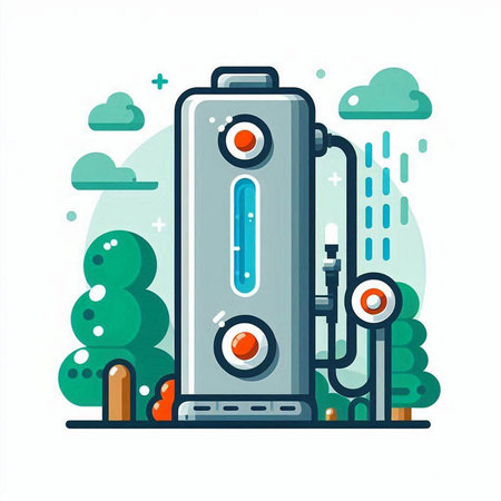 Water boiler. Vector illustration in flat cartoon style on white background.のイラスト素材