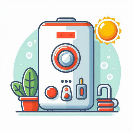 Vacuum cleaner flat vector illustration. Vacuum cleaner icon.のイラスト素材