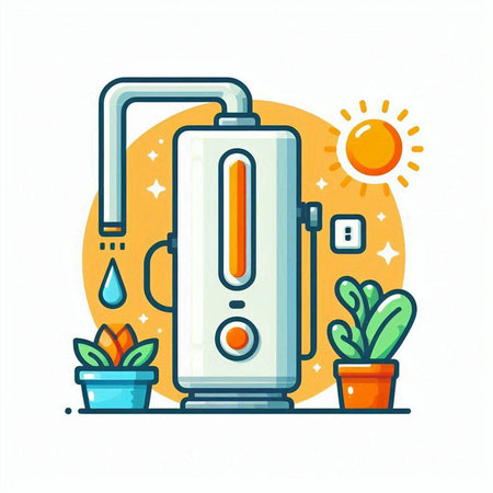 Water boiler for heating water in the house. Vector flat illustration.のイラスト素材