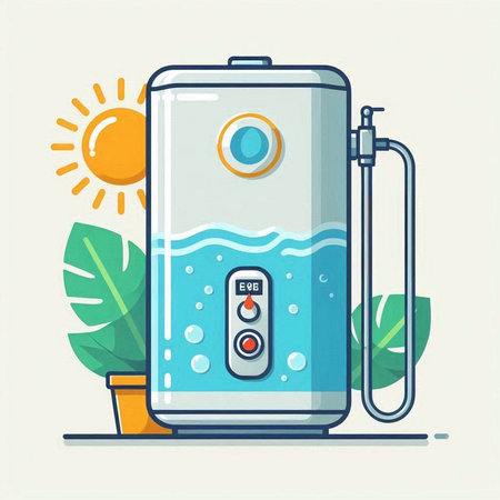 Modern electric water boiler. Flat style vector illustration. Isolated on white background.のイラスト素材