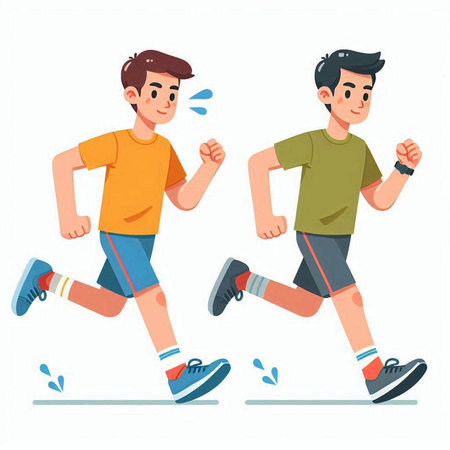 Running man. Healthy lifestyle concept. Vector illustration in cartoon style.のイラスト素材