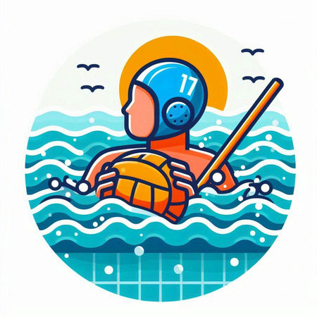 Illustration of a man swimming in the sea. Vector illustration.のイラスト素材