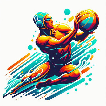 Basketball player with ball. Colorful vector illustration of basketball player.のイラスト素材