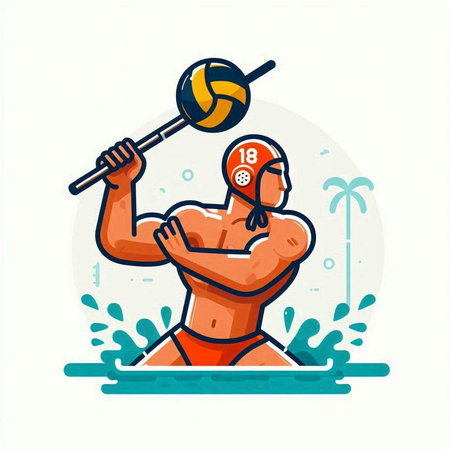 Volleyball player with ball. Sport and recreation vector illustration.のイラスト素材