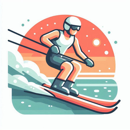 Snowboarder, extreme sport, vector illustration. Flat style.のイラスト素材