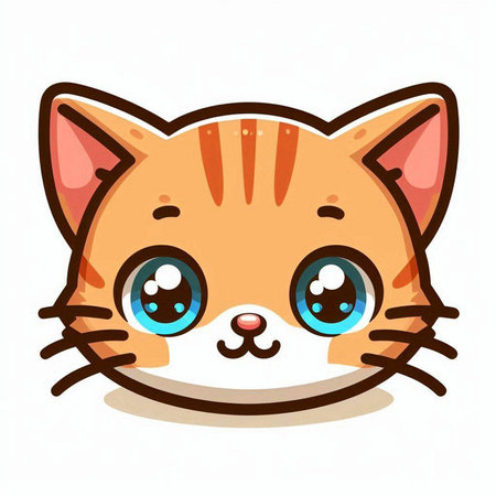 Cute cat face. Vector illustration isolated on a white background.のイラスト素材