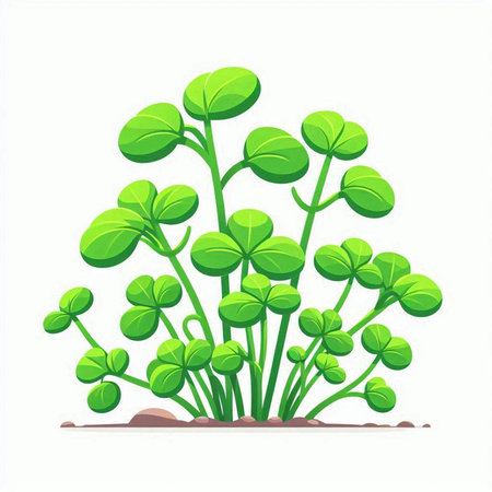 Green sprouts isolated on white background. Vector illustration of microgreens.のイラスト素材