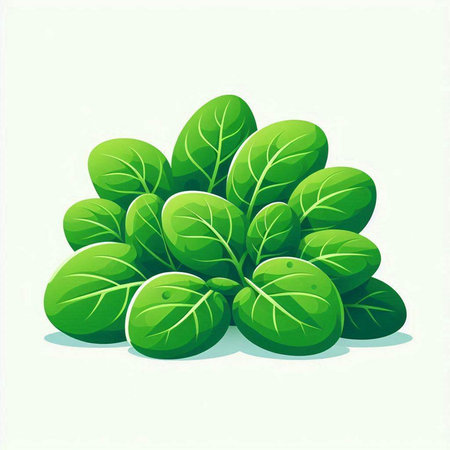 Illustration of fresh green spinach on a white background. Vector illustrationのイラスト素材