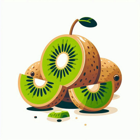 Kiwi fruit isolated on a white background. Vector illustration.のイラスト素材