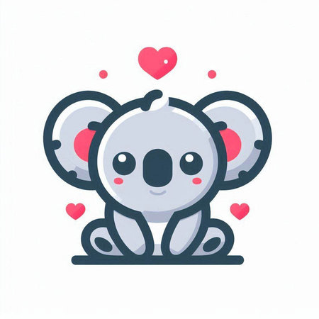 Cute koala with hearts. Vector illustration in cartoon style.のイラスト素材