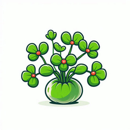 Illustration of a green plant in a pot on a white backgroundのイラスト素材