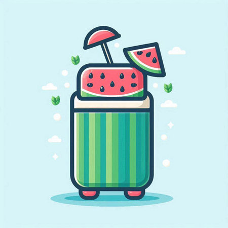 Watermelon smoothie in a cup. Vector illustration in cartoon styleのイラスト素材